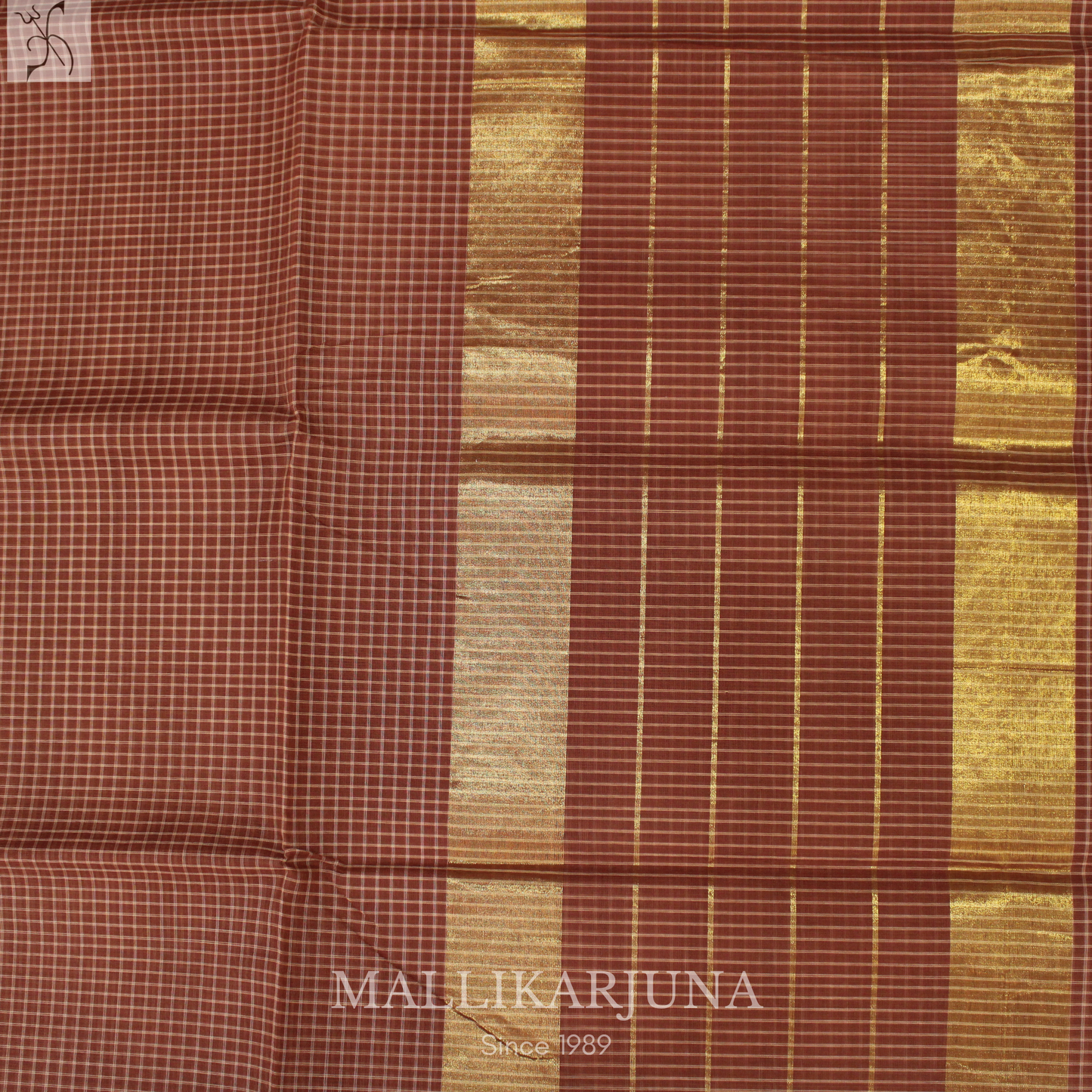 C84.Pure Brown Checks Venkatagiri Cotton Saree