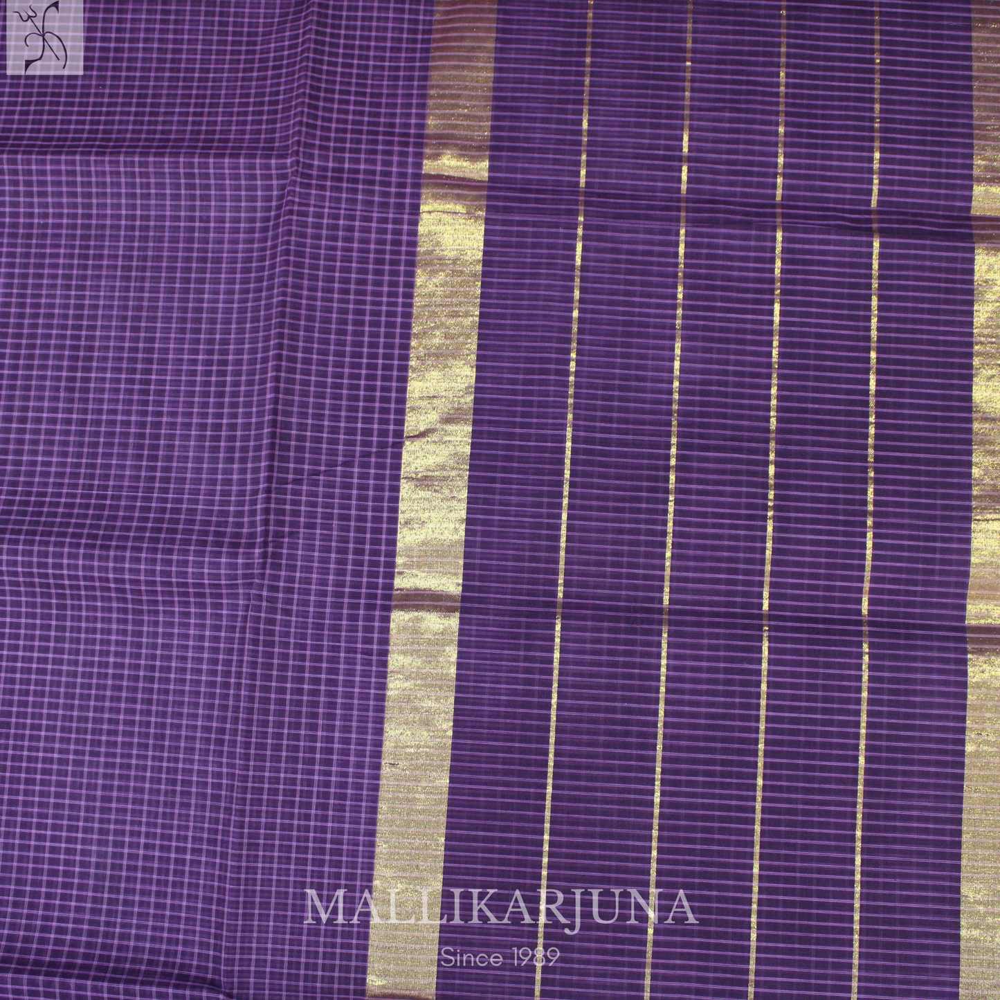 C86. Pure Purple Checks Venkatagiri Cotton Saree