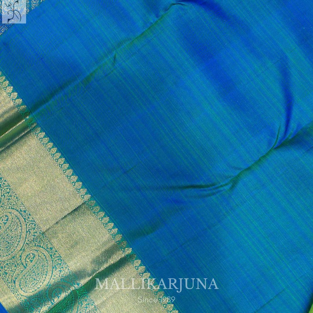 A12.pure Parrot Green Kanjivaram Butta silk saree