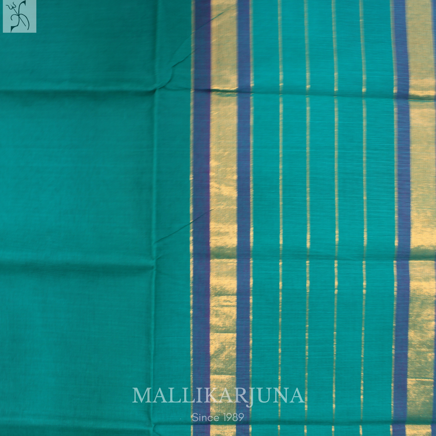 C53. Pure Rama Green Plain Venkatagiri Cotton Saree