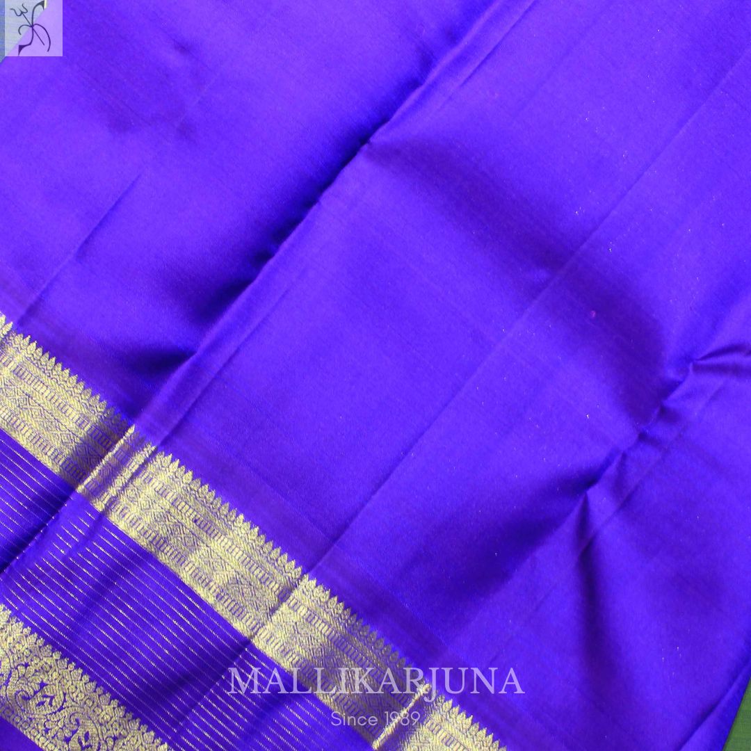 A20.Pure Blue/Green Kanjivaram Butta silk saree