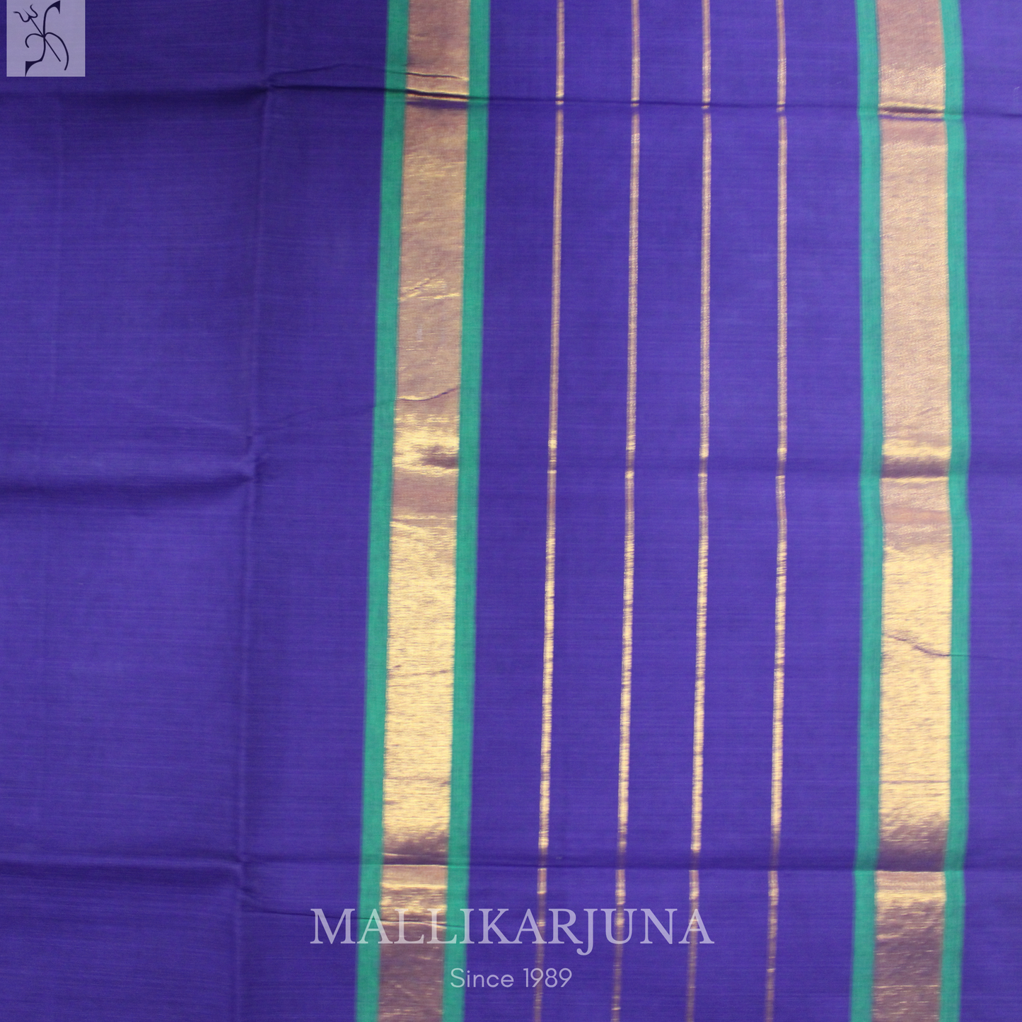 C57. Pure Ink Blue Plain Venkatagiri Cotton Saree