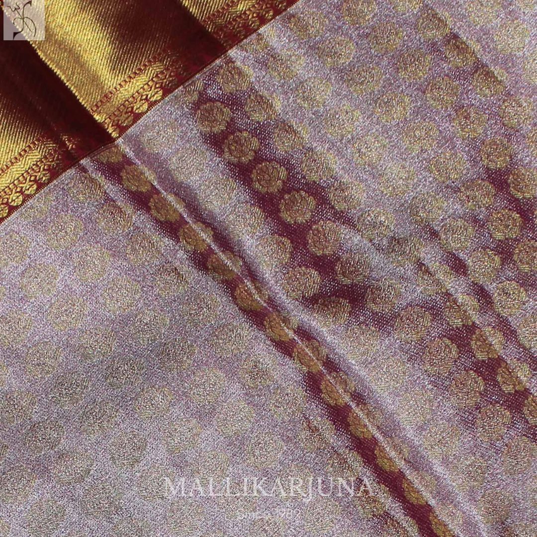 A04.Pure Tissue Grey Meenakari kanjivaram Silk Saree
