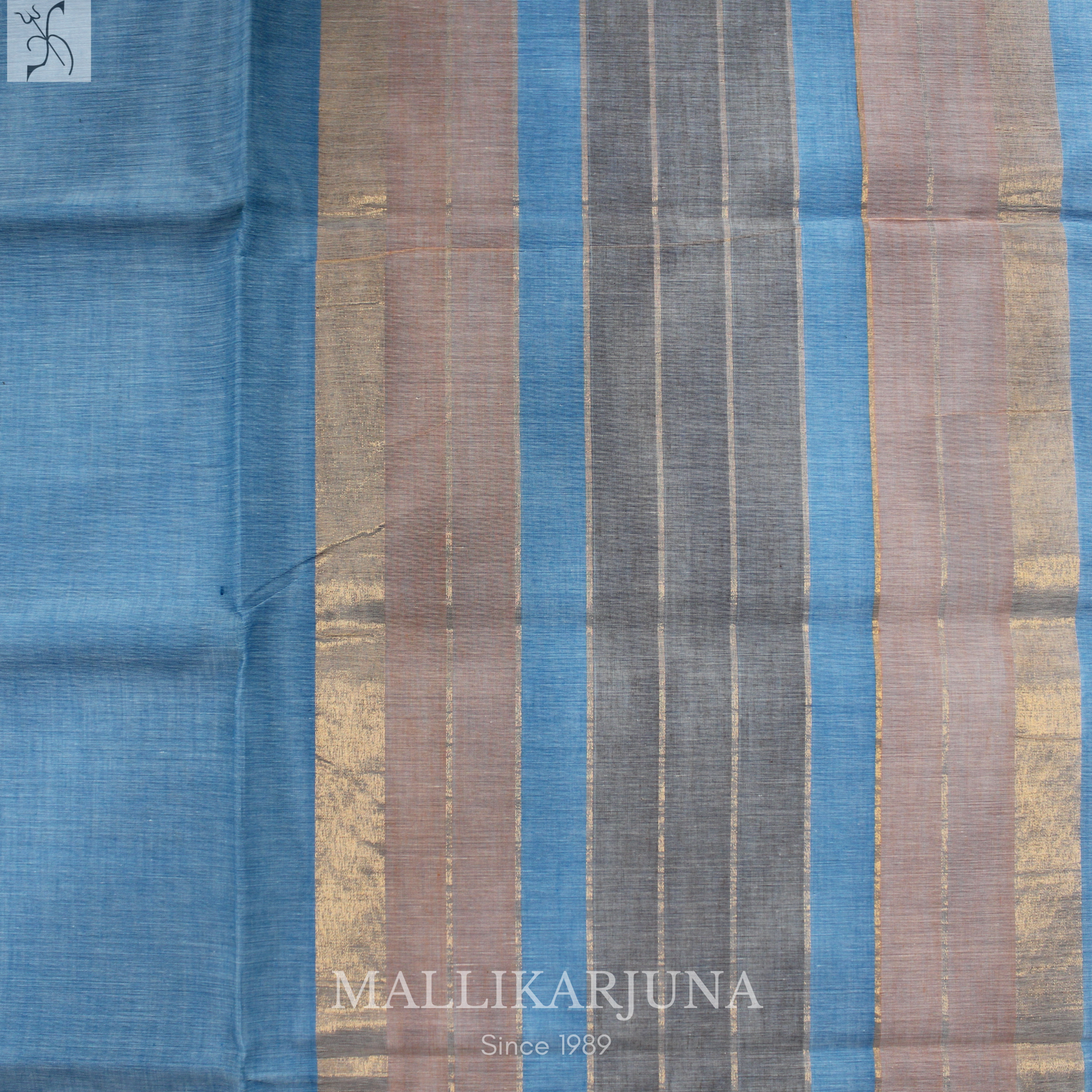 C63. Pure Sky Blue Plain Venkatagiri Cotton Saree