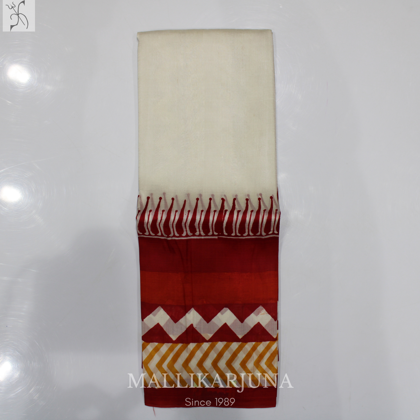 B43.Pure Cream Tussar Silk Saree
