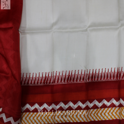 B43.Pure Cream Tussar Silk Saree