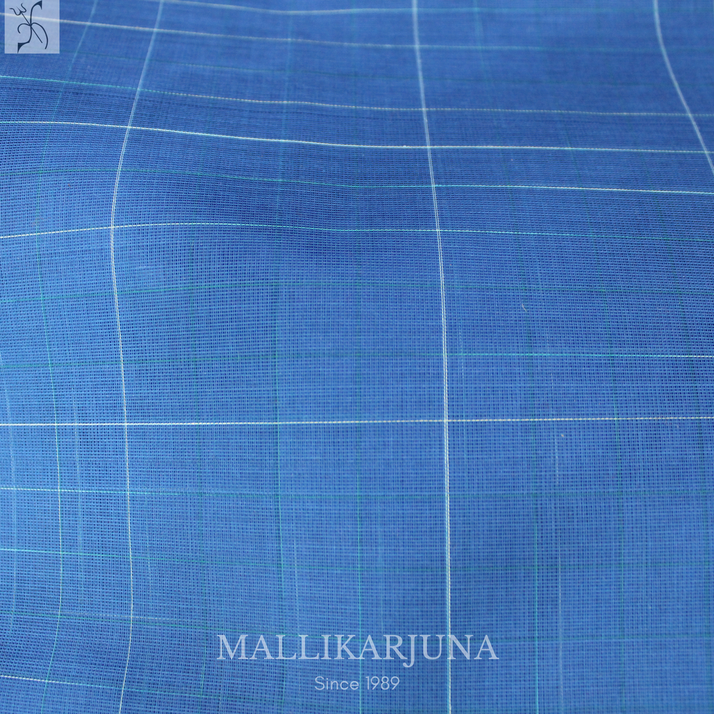 C73. Pure Ink Blue Checks Venkatagiri Cotton Saree