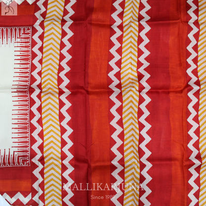 B43.Pure Cream Tussar Silk Saree