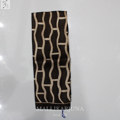 B42.Pure White/Black Tussar Silk Saree