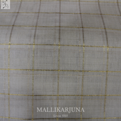 C72. Pure Cream Checks Venkatagiri Cotton Saree
