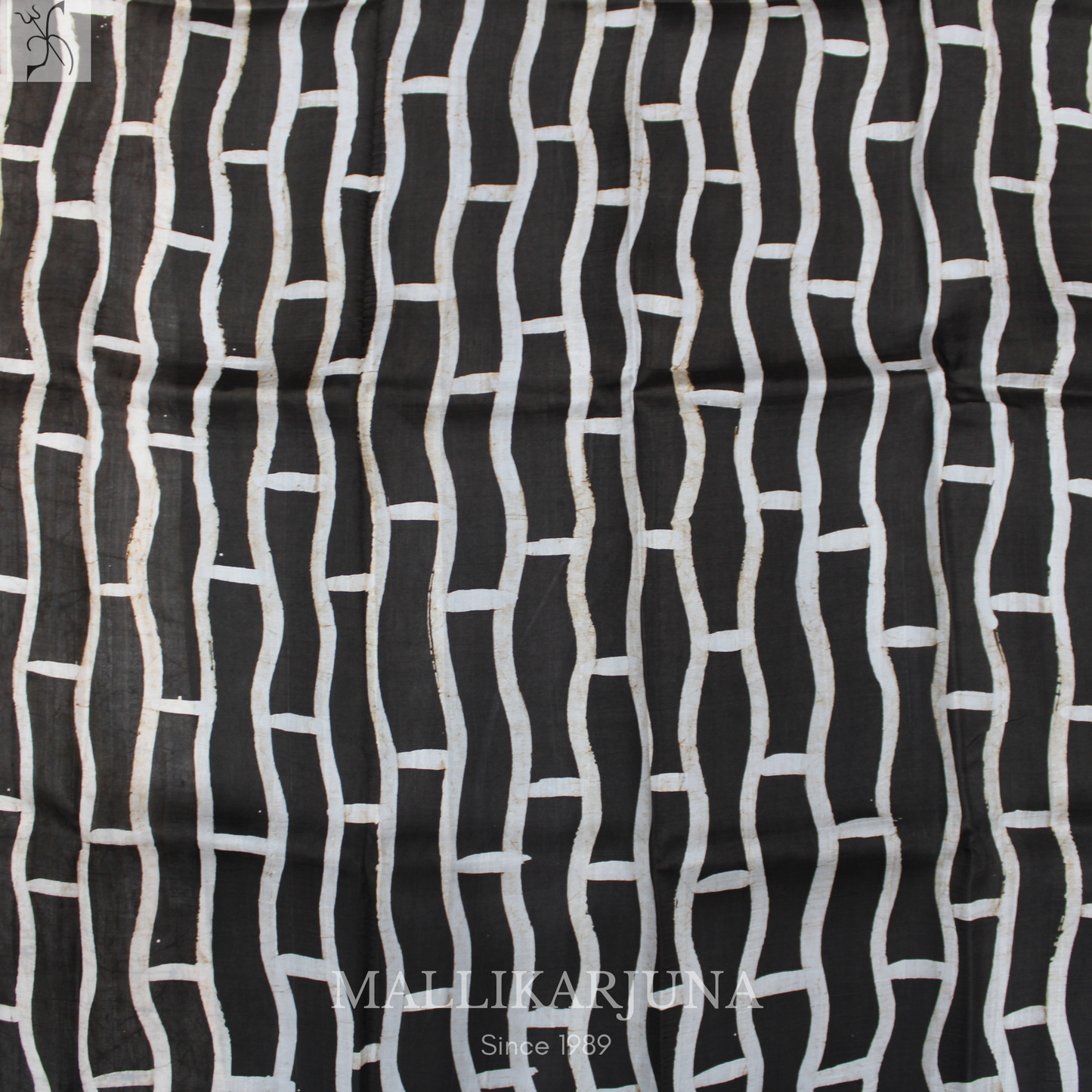 B42.Pure White/Black Tussar Silk Saree