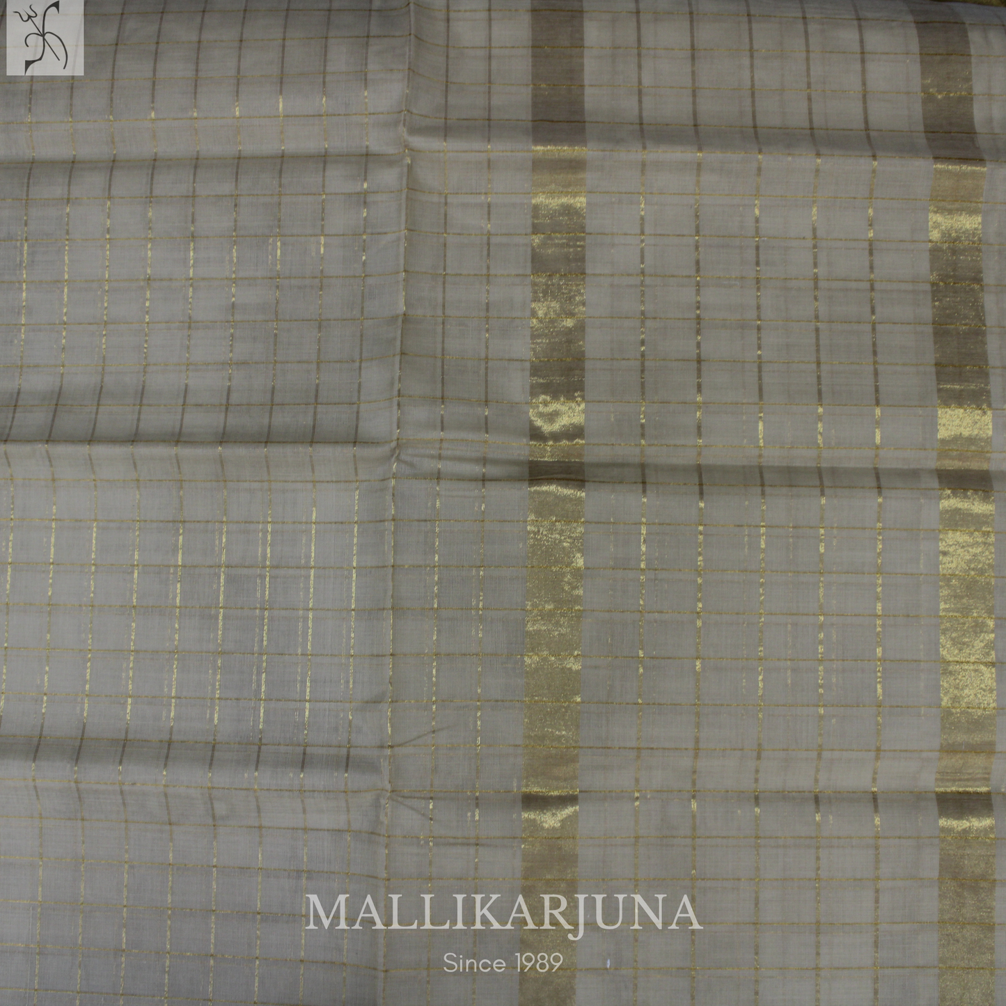 C72. Pure Cream Checks Venkatagiri Cotton Saree