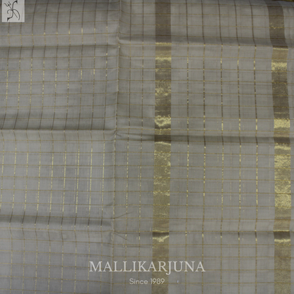 C72. Pure Cream Checks Venkatagiri Cotton Saree