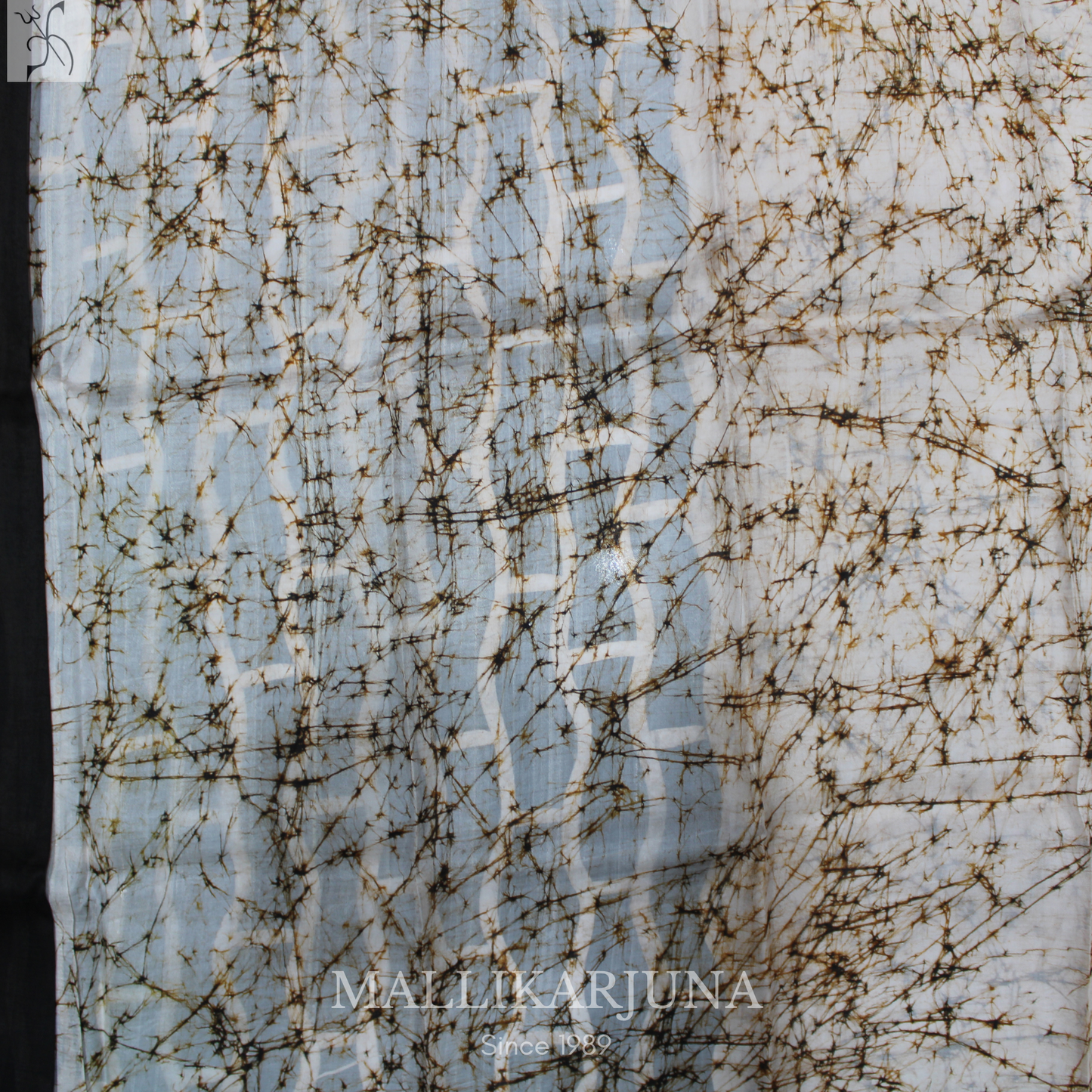 B42.Pure White/Black Tussar Silk Saree
