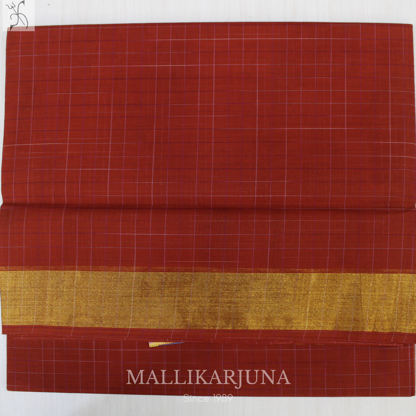 C74. Pure Brown Checks Venkatagiri Cotton Saree