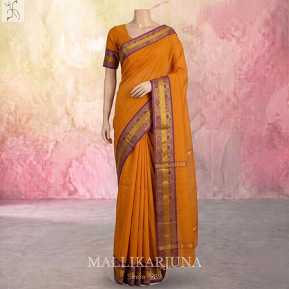 C61. Pure Yellow Plain Venkatagiri Cotton Saree