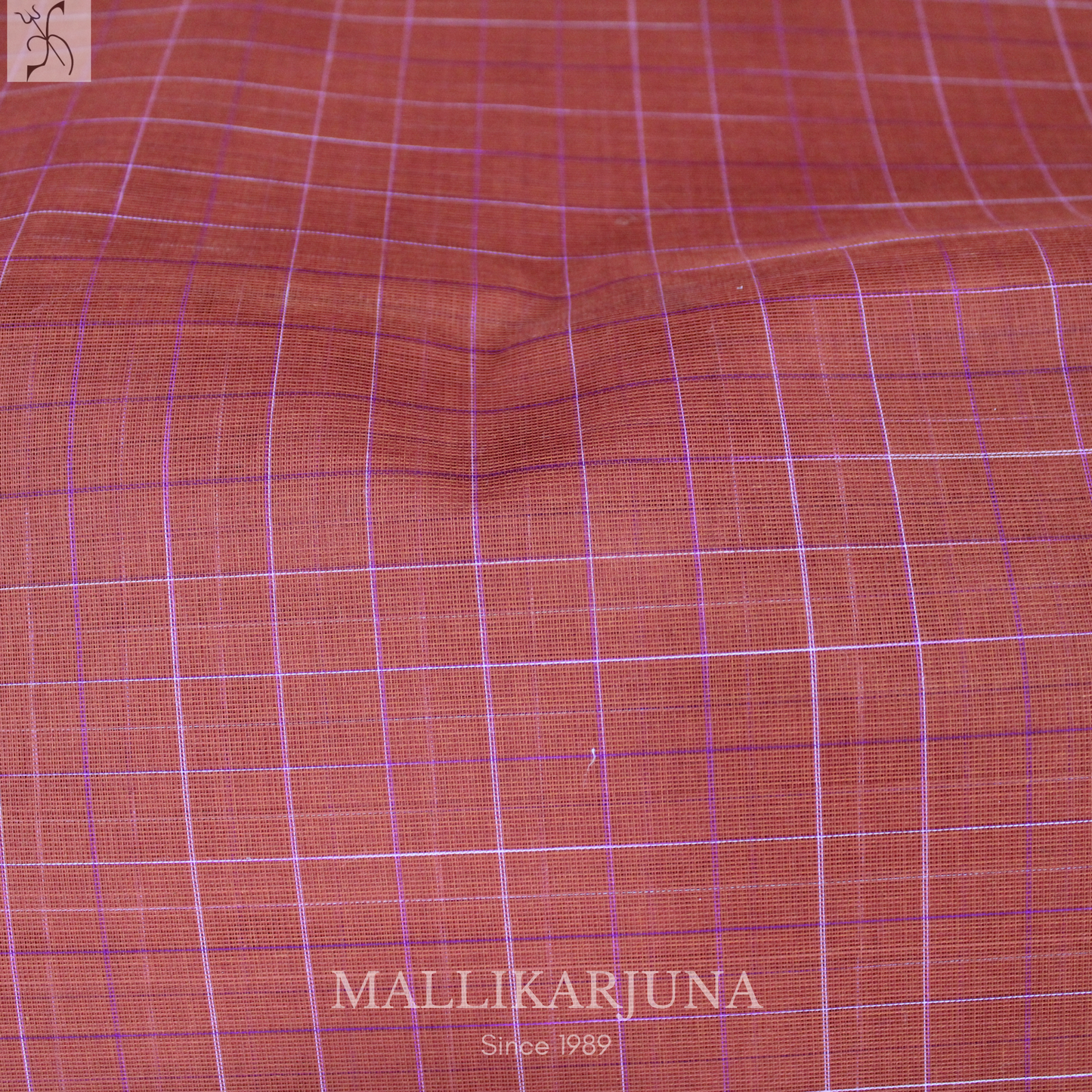 C74. Pure Brown Checks Venkatagiri Cotton Saree