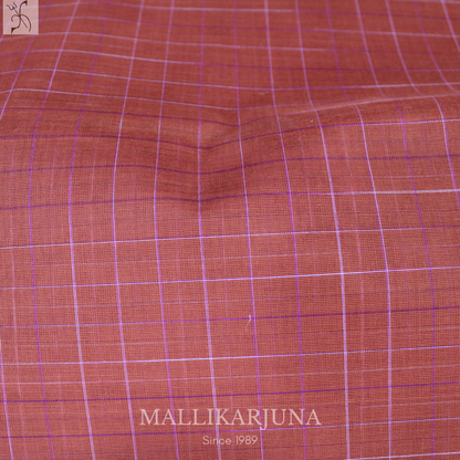 C74. Pure Brown Checks Venkatagiri Cotton Saree