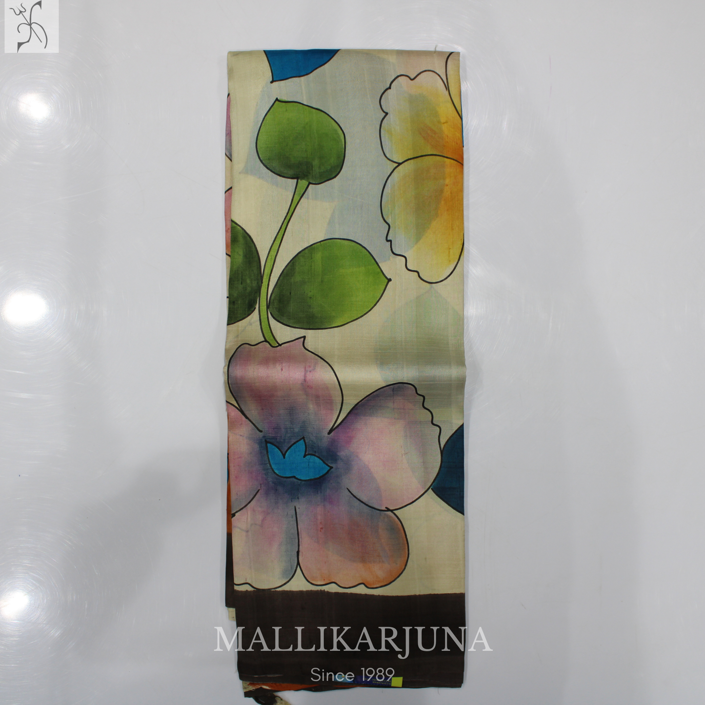B44.Pure Cream Tussar Silk Saree