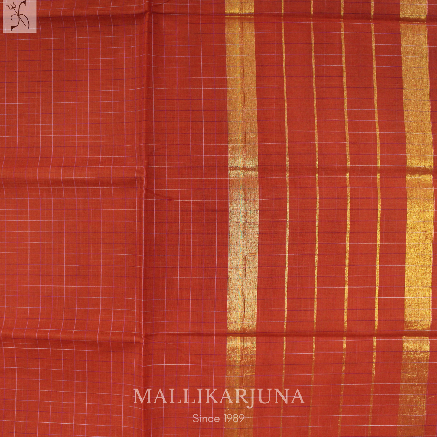 C74. Pure Brown Checks Venkatagiri Cotton Saree