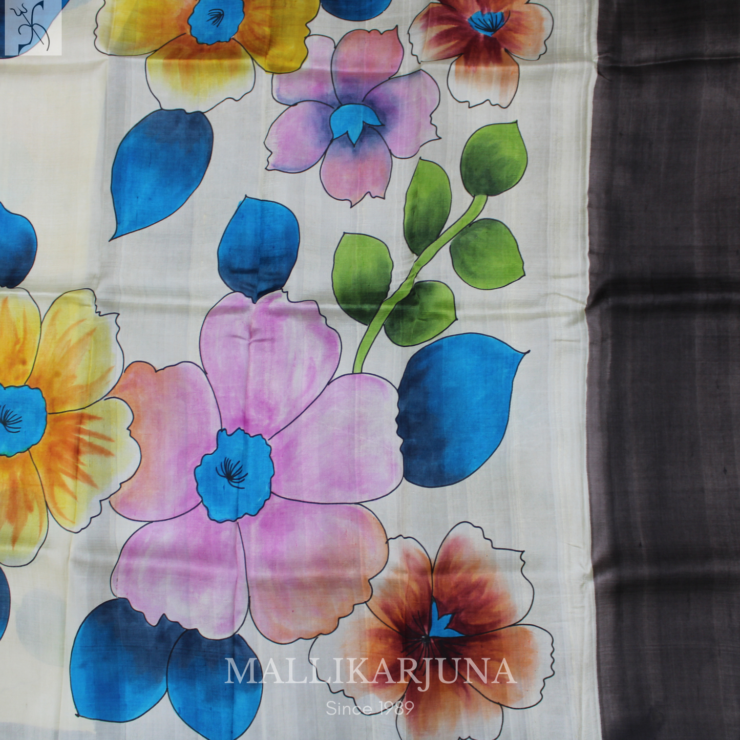 B44.Pure Cream Tussar Silk Saree