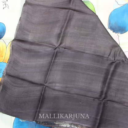 B44.Pure Cream Tussar Silk Saree