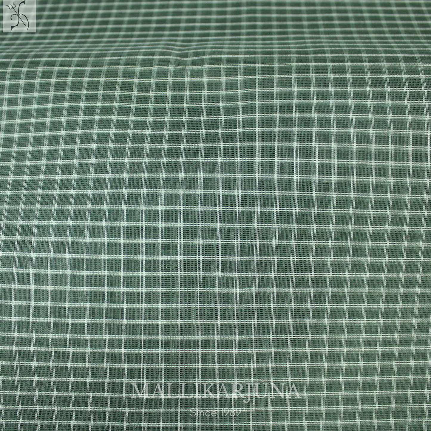 C76. Pure Green Checks Venkatagiri Cotton Saree