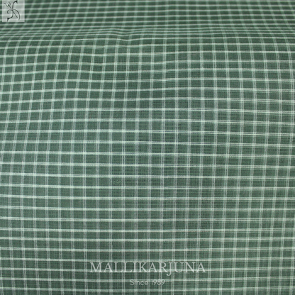 C76. Pure Green Checks Venkatagiri Cotton Saree