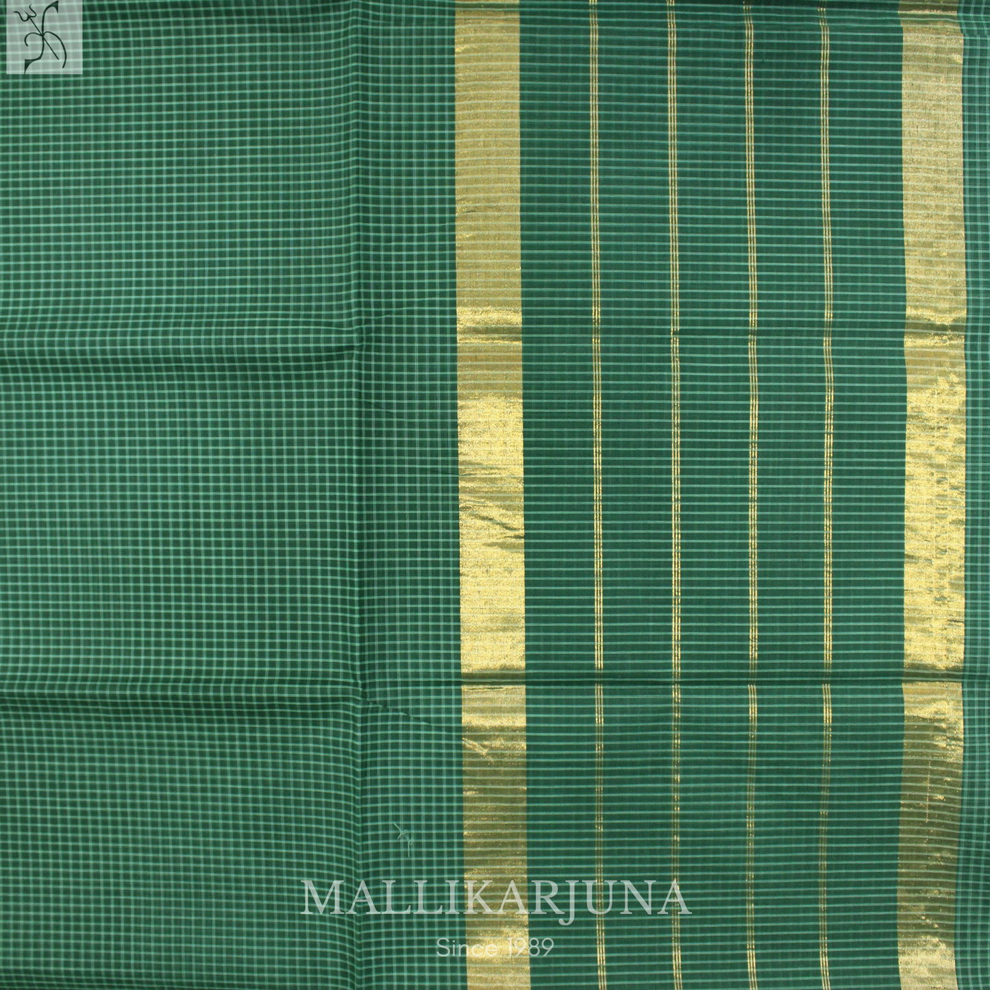 C76. Pure Green Checks Venkatagiri Cotton Saree