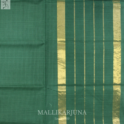 C76. Pure Green Checks Venkatagiri Cotton Saree