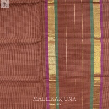 C75. Pure Bottle Green Checks Venkatagiri Cotton Saree