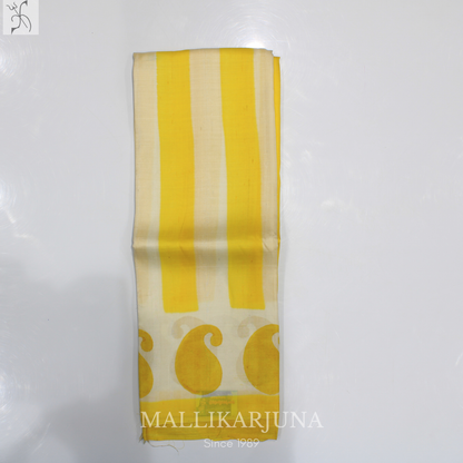 B49.Pure Yellow Tussar Silk Saree