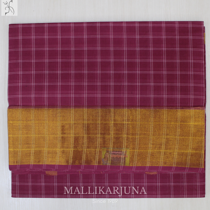 C82.Pure Pink Checks Venkatagiri Cotton Saree