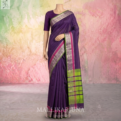 D112  Purple Mangalagiri Saree