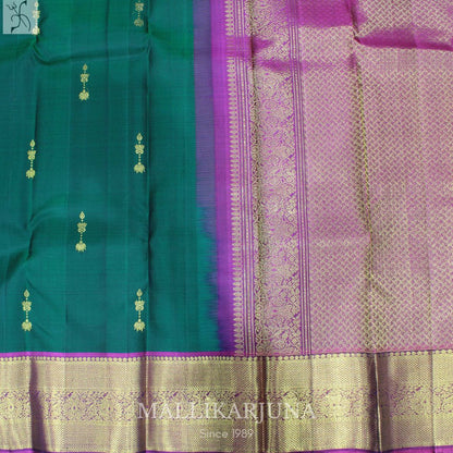 A11.pure Green Kanjivaram Butta silk saree