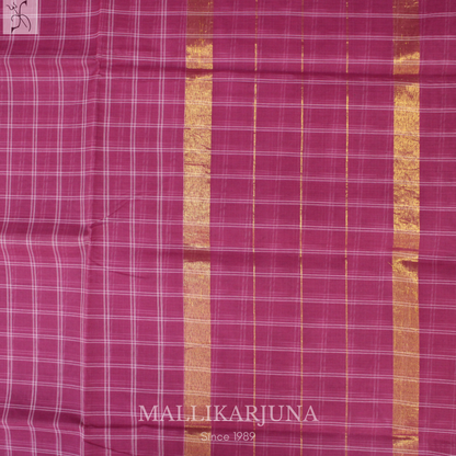 C82.Pure Pink Checks Venkatagiri Cotton Saree