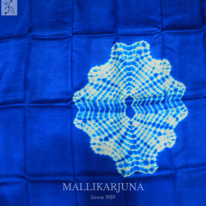 B48.Pure Blue Tussar Silk Saree