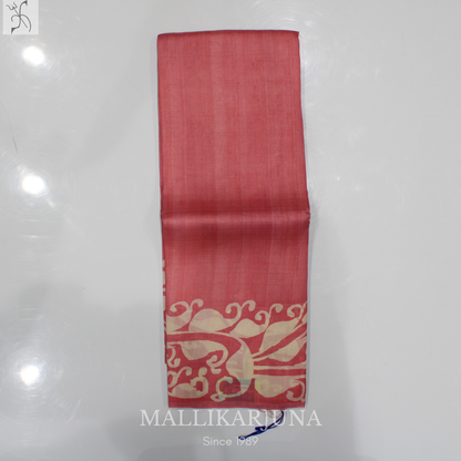 B50.Pure Baby Pink Tussar Silk Saree