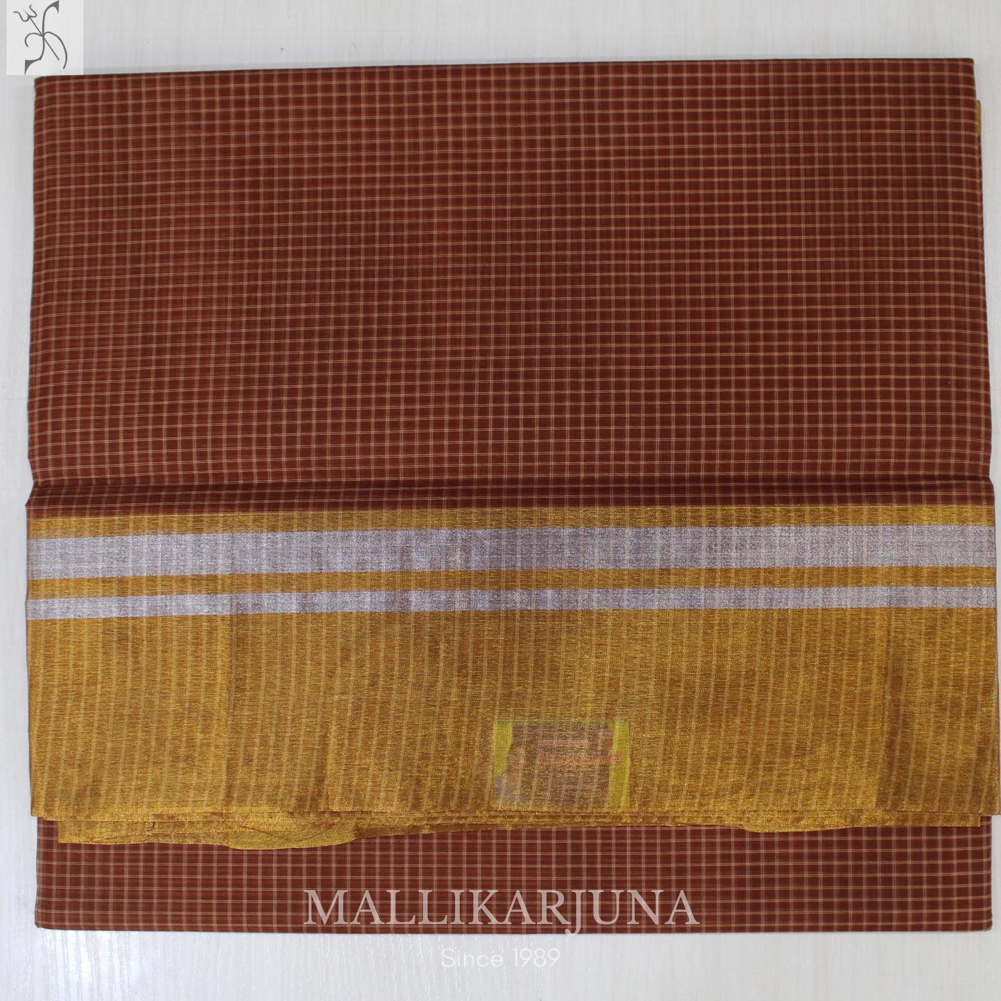 C84.Pure Brown Checks Venkatagiri Cotton Saree