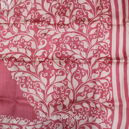 B50.Pure Baby Pink Tussar Silk Saree