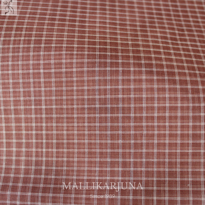 C84.Pure Brown Checks Venkatagiri Cotton Saree