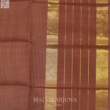 C84.Pure Brown Checks Venkatagiri Cotton Saree
