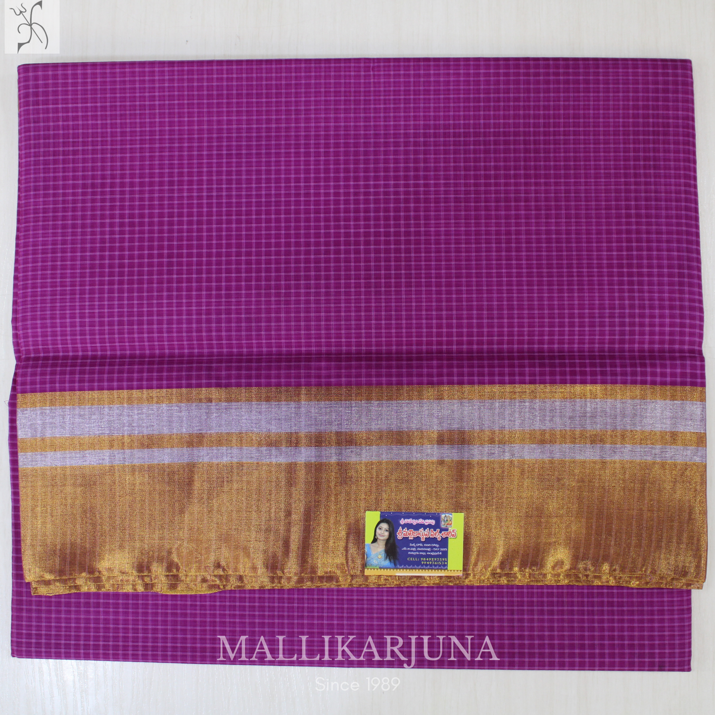 C85. Pure Pink Checks Venkatagiri Cotton Saree
