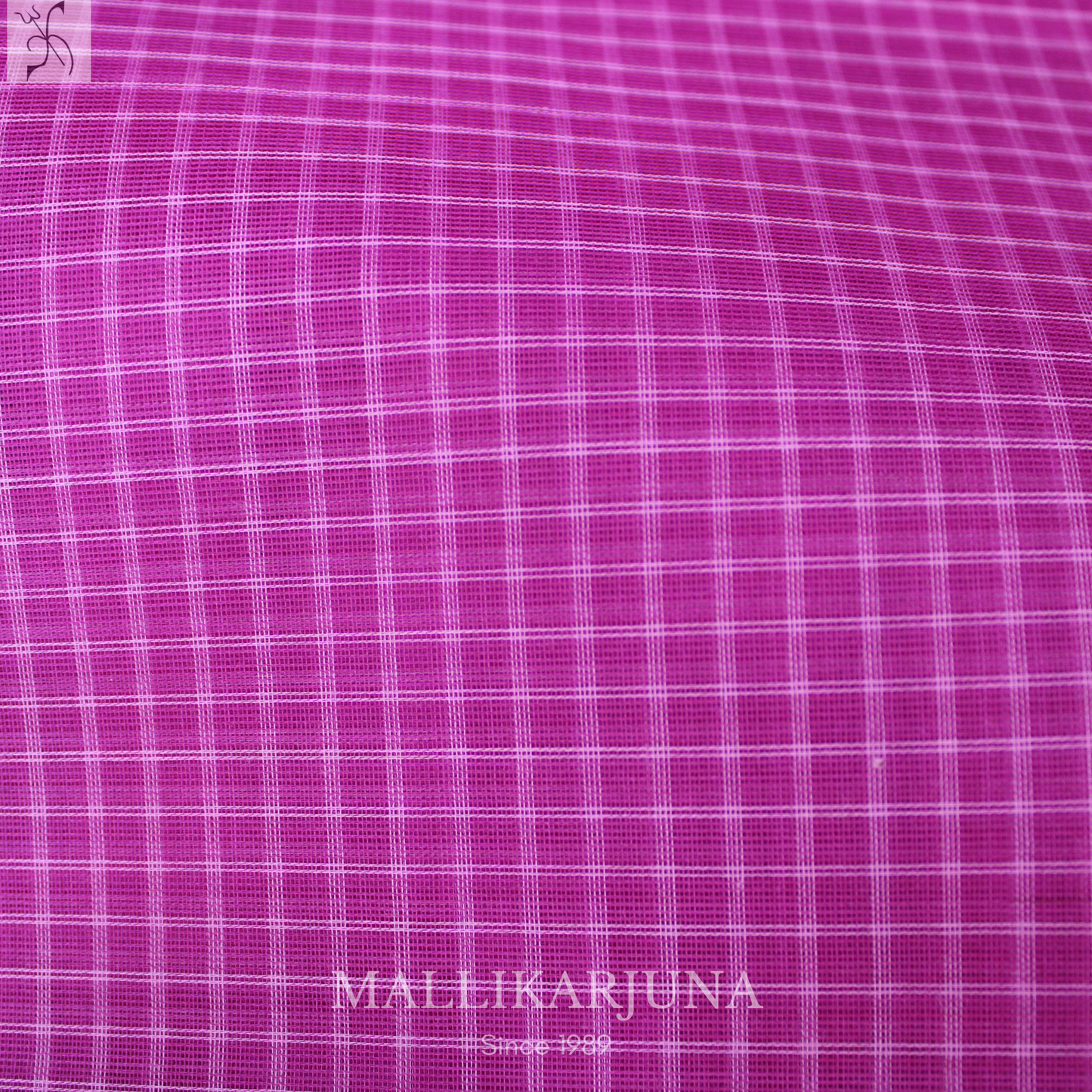 C85. Pure Pink Checks Venkatagiri Cotton Saree