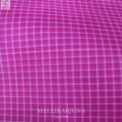 C85. Pure Pink Checks Venkatagiri Cotton Saree