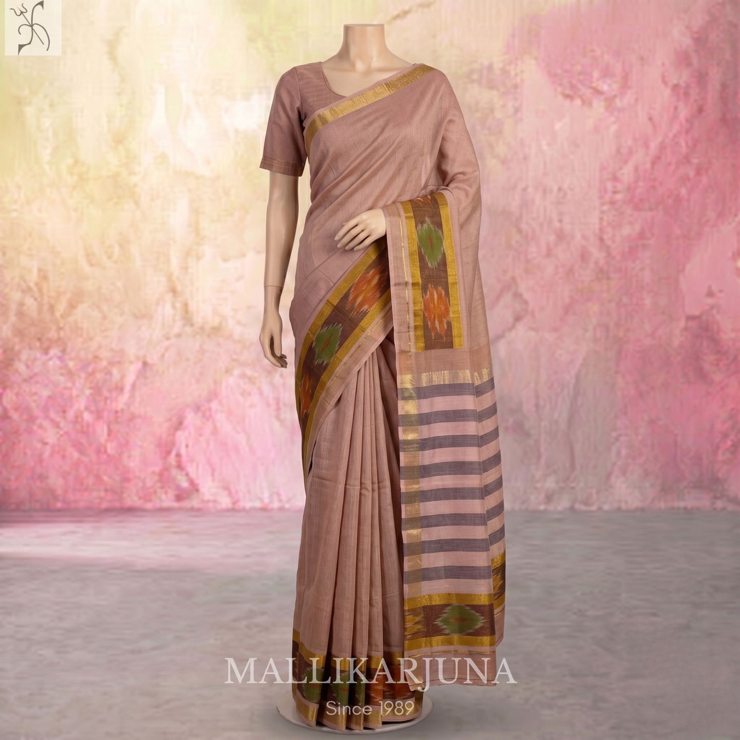 C64. Pure Cream Plain Venkatagiri Cotton Saree