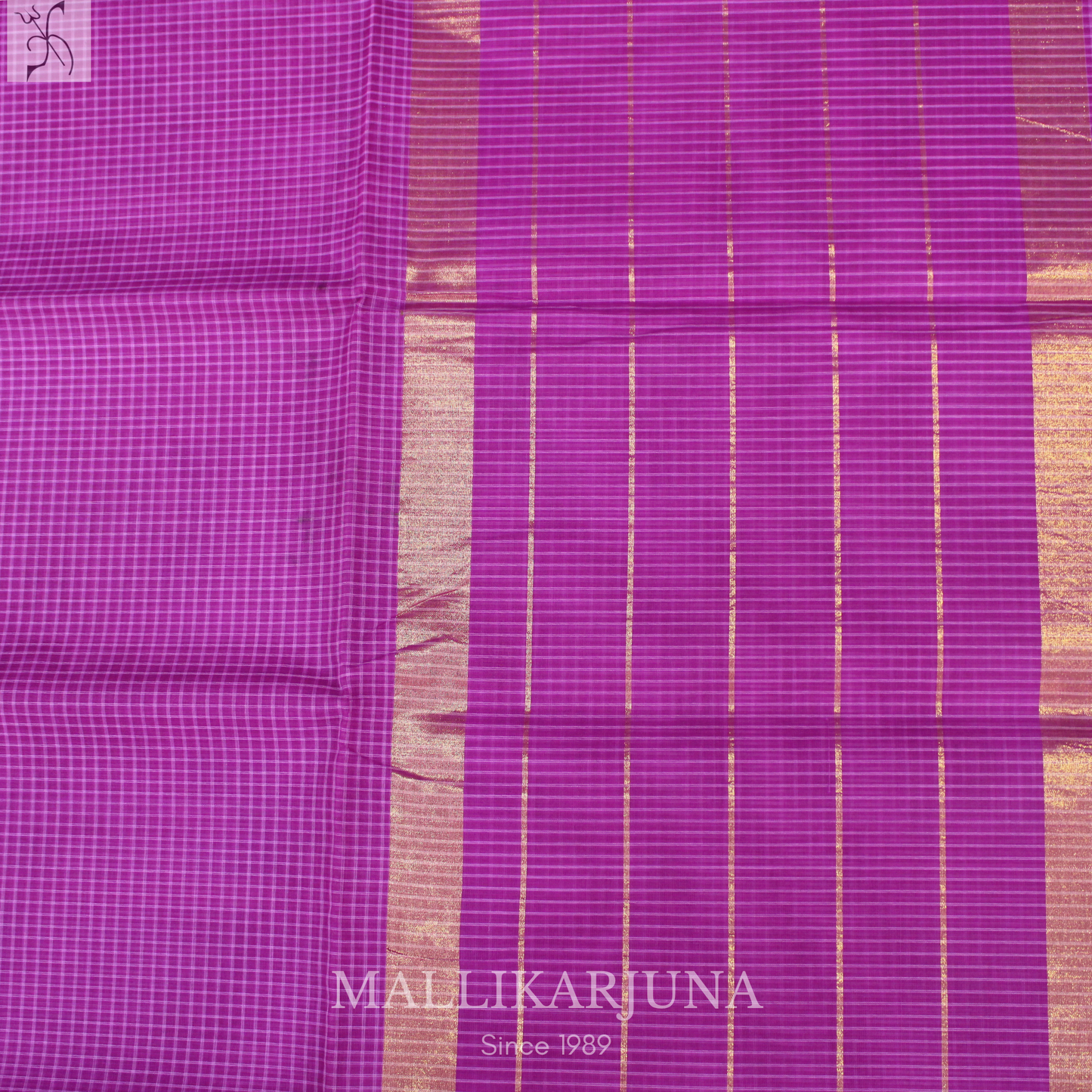 C85. Pure Pink Checks Venkatagiri Cotton Saree