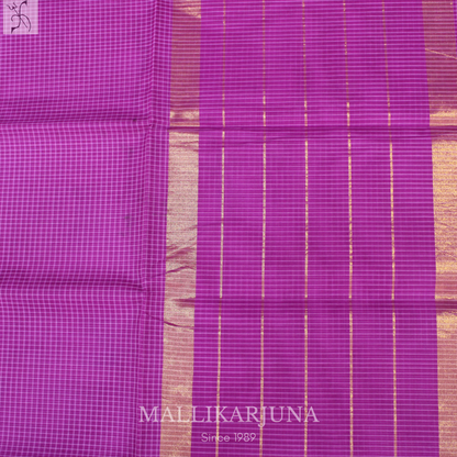 C85. Pure Pink Checks Venkatagiri Cotton Saree