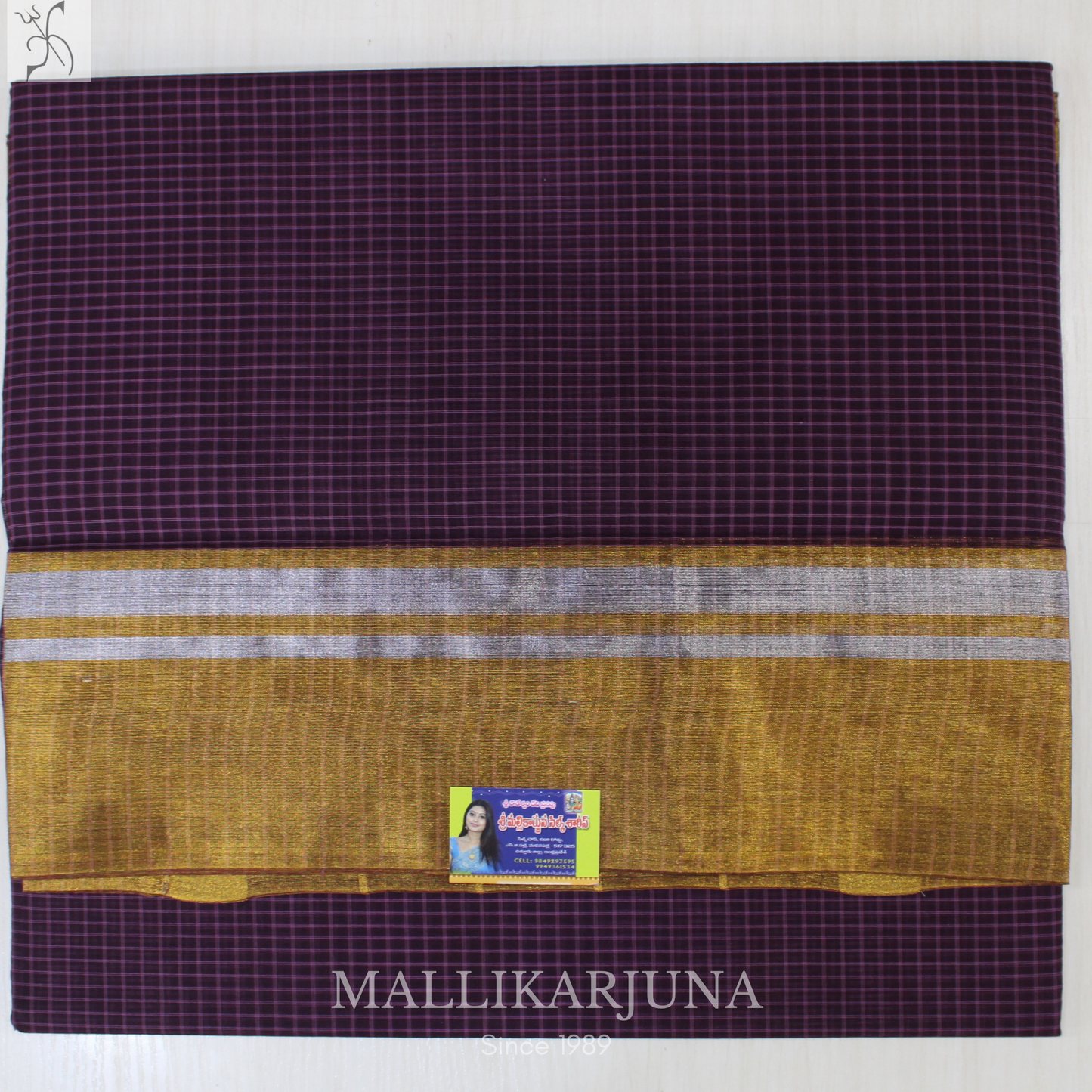 C86. Pure Purple Checks Venkatagiri Cotton Saree