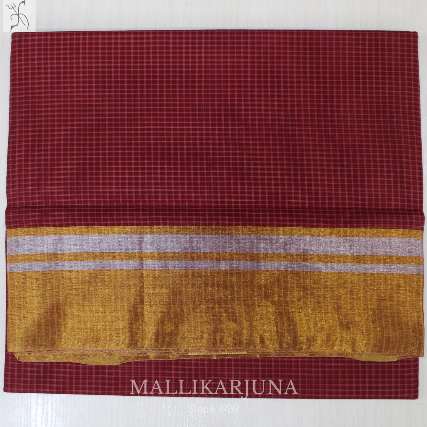 C87. Pure Maroon red Checks Venkatagiri Cotton Saree
